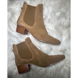 Zara Basic Tan Split Suede Camel Chelsea Ankle Boots / Booties size 42